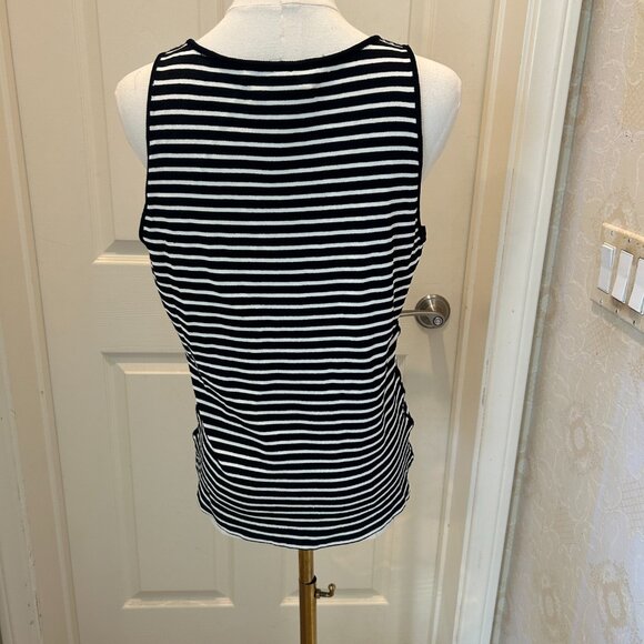 Adrienne Vittadini Striped Sleeveless Top in Women's Size Large Tank Black White - Picture 3 of 5
